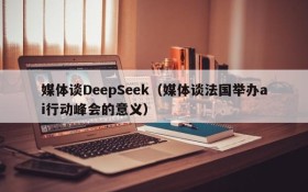 媒体谈DeepSeek（媒体谈法国举办ai行动峰会的意义）