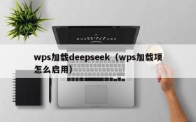 wps加载deepseek（wps加载项怎么启用）