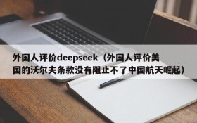 外国人评价deepseek(外国人评价美国的沃尔夫条款没有阻止不了中国航天崛起)